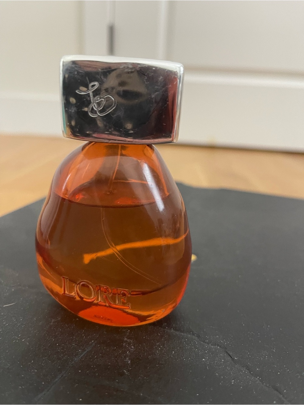 Sephora Amber Orange Glass Perfume Bottle with Silver Cap